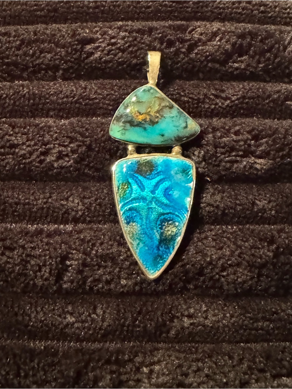 Turquoise Blue Art Glass Pendant Necklace - Unbranded